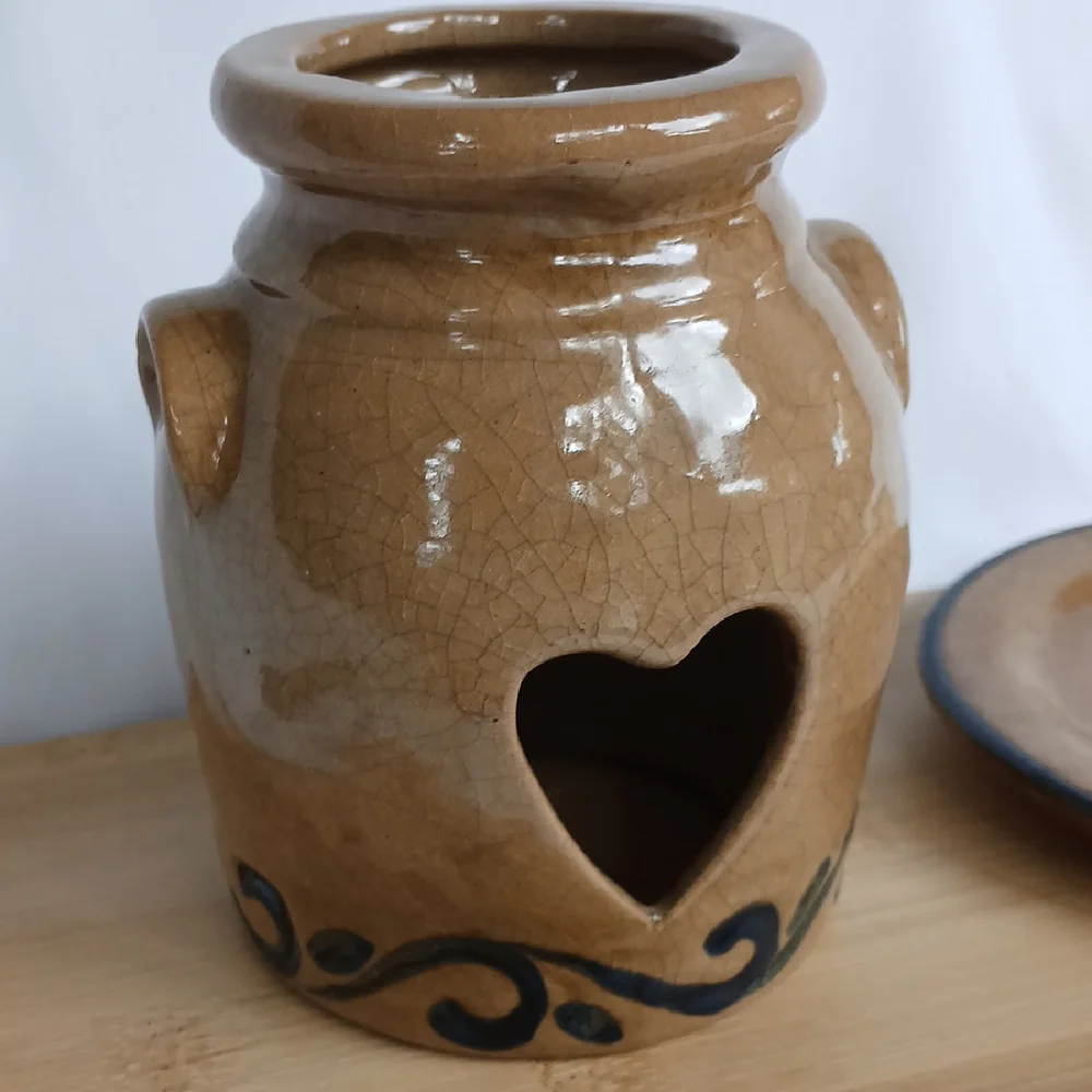 Ceramic Candle Tea Light Holder with Heart Cutout